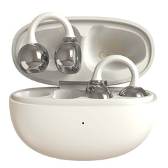 U-20 Open Ear Ring Headphones | Bluetooth 5.4 Clip-On OWS Earphones | 30H Battery Life, Noise-Cancelling & Ultra-Lightweight 4.9g Design (White)