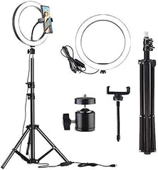 13-Inch Ring Light Photography Lighting Kit – Adjustable LED Ringlight with Tripod Stand, Phone Holders & USB Power for YouTube, TikTok, Makeup & Live Streaming
