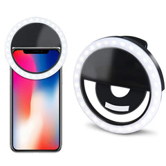 Rechargeable Clip-on Selfie Ring Light – 36 Multi-Color LED Light for iPhone & Android, Perfect for Photos, Video Calls, and Makeup in Any Lighting