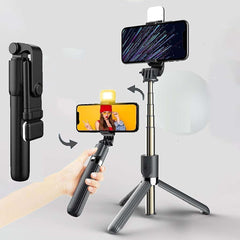 Selfie Stick, Bluetooth Extendable Selfie Stick Tripod with LED Light and Portable Tripod Stand Compatible for All iPhone and Android Smartphones