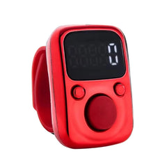 Digital LED Finger Tally Counter | Rechargeable Luminous Electronic Clicker for Prayer, Stitch Counting, and Tasks | Bright Display, Adjustable Strap, Red Finish