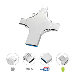 128GB 4-in-1 USB 3.0 Flash Drive | Compatible with iPhone, Android, iPad, Mac, PC, Galaxy S | High-Speed USB A, USB C, Micro USB & iPhone Connector