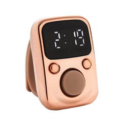 Digital LED Finger Tally Counter | Rechargeable Luminous Electronic Clicker for Prayer, Stitch Counting & Tasks | Bright Display, Adjustable Strap, Rose Gold