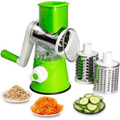 3-in-1 Manual Rotary Vegetable Drum Cutter – Multi-Purpose Slicer, Shredder & Grater for Fruits, Vegetables, Cheese & More | Efficient Hand Crank Kitchen Tool