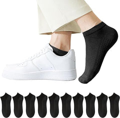 10 Pairs Men’s Breathable Cotton Ankle Socks (Black) – Ultra Lightweight, Soft & Moisture-Wicking Low Cut Socks for Running, Gym, Office & Everyday Comfort
