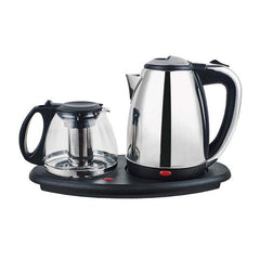 1800W 220V 2-in-1 Electric Kettle and Tea Maker with Tray | Stainless Steel, Automatic Shut-Off, 1.8L Capacity for Tea and Coffee Brewing, Ideal for Home, Office, Hotel