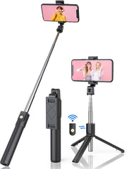 3-in-1 Bluetooth Selfie Stick Tripod with Remote Control | Telescopic Aluminum Alloy Monopod, Portable & Lightweight for iPhone & Android Smartphones
