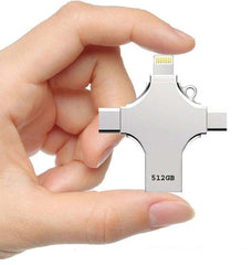 512GB 4-in-1 USB 3.0 Flash Drive | Compatible with iPhone, Android, iPad, Mac, PC, Galaxy S | High-Speed USB A, USB C, Micro USB & iPhone Connector