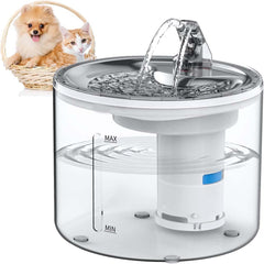 Pet Water Fountain – Automatic Cat & Dog Water Dispenser with Replaceable Filters, Ultra-Quiet Pump, Transparent 2.5L Design for Clean & Fresh Drinking Water