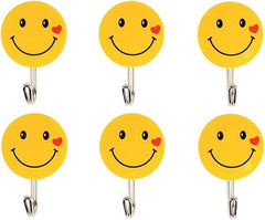 Wall Hanging Hook Set | 9-Piece Emoji Face Hooks with Strong Poster Adhesive | Damage-Free Decorative Hooks for Room, Kitchen, and Office