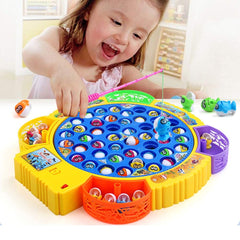 Fishing Game Electronic Musical Rotating Toy - 45 Fish & 4 Rods, Interactive Learning Game for Kids, Fun Family Play & Birthday Gift (Blue)