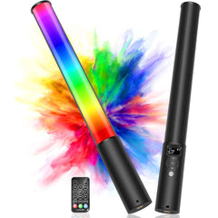 FM-128 RGB LED Light Wand – Adjustable Brightness & Color (2500K-6500K), 12 Dynamic Lighting Scenes, Built-in Rechargeable Battery for Photography, Vlogging & Creative Shooting