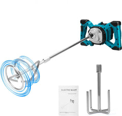 Cordless Paint & Mortar Mixer – 6-Speed Handheld Mixing Tool with Dual Rods, 680RPM Motor for Concrete, Thinset, Cement, Mortar, Epoxy & Paint (Portable)