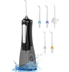 Cordless Water Dental Flosser – Portable Oral Irrigator with 5 Cleaning Modes, Rechargeable & IPX7 Waterproof, Professional Teeth Cleaner for Home, Office & Travel (Black)