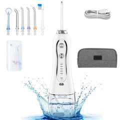 Portable Dental Water Flosser | 300ml White Edition | Rechargeable Oral Irrigator for Deep Cleaning & Gum Health | Advanced Home & Travel Oral Care