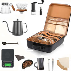 12-Piece Pour Over Coffee Kit – Complete Brewing Set with Wooden Dripper, Filters, Accessories & Travel Bag, Ideal Barista Gift Set for Coffee Lovers & Travelers