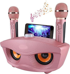 Wireless Bluetooth Speaker with Dual Microphones | Portable Karaoke System for Home, Parties & Events | Rechargeable Speaker with Deep Bass & Clear Sound (Pink)