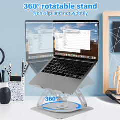 Adjustable Aluminum Desktop Laptop Stand with Cooling Fan - Foldable, Ergonomic & Portable Design for Work, Study, and Comfortable Laptop Use Anywhere