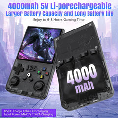 R36MAX Retro Handheld Console – 128GB Storage, 22,000 Preloaded Games, 4" 4K IPS Screen, Open-Source Linux System, Portable Multi-Colour Classic Gaming Device