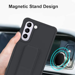 Slim Protective Case for Samsung Galaxy S21–S24 Plus 5G (6.7") | Leather Hand Strap Holder with Kickstand | Shockproof Black Cover