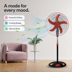 MSFV-1820 18" Luxury Stand Fan – Ultra-Quiet 25dB Operation, 5-Speed Remote Control, Adjustable Height Cooling Fan for Comfortable Airflow in Home, Bedroom, Living Room & Office