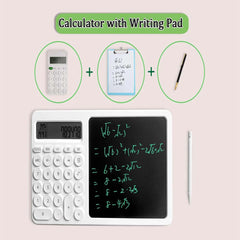 2-in-1 Calculator LCD Writing Tablet | Digital Notepad with Reusable Screen, Portable Electronic Memo Pad for Office, School, and Home Use