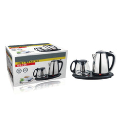 1800W 220V 2-in-1 Electric Kettle and Tea Maker with Tray | Stainless Steel, Automatic Shut-Off, 1.8L Capacity for Tea and Coffee Brewing, Ideal for Home, Office, Hotel
