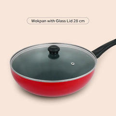 10-Piece Nonstick Cookware Set - 10X Tougher Coating with Frypan, Wokpan, Saucepan & Glass Lids, Heat-Resistant Handles, Nylon Turner, Durable Nonstick Kitchen Set