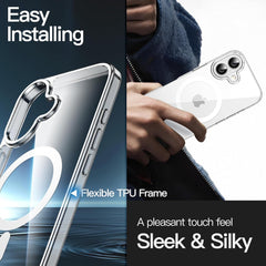 Magnetic Clear Case for iPhone 17 6.3" (2025) | MagSafe Compatible Transparent Shockproof Bumper Cover with Anti-Scratch Hard Back & Wireless Charging Support