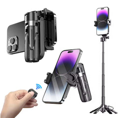 P15T Mini Selfie Stick Tripod | Extendable Phone Stand with Wireless Remote | Portable Vlogging & Travel Tripod for iPhone & Android Smartphones