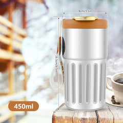 450ml Insulated Travel Coffee Mug with Temperature Display | Double-Walled Stainless Steel Thermos for Hot & Cold Drinks, Leakproof Vacuum Bottle for Office & Travel