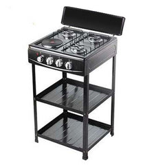 4-in-1 Gas Stove – 3 Burner + Hot Plate with Stand | Heavy-Duty Stainless Steel Body | Energy-Efficient LPG Stove for Fast & Versatile Cooking