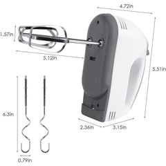 Compact Hand Electric Mixer with Attachments | 7-Speed Control, Stainless Steel Beaters & Dough Hooks, Lightweight Ergonomic Design for Baking, Whisking, Beating