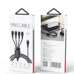 CA110 4-in-1 Type-C Data Cable – Multi-Device Charging Cable with 2 Type-C and 2 Lightning Connectors, 120cm Nylon Braided Fast Charger, 20W 4A Output