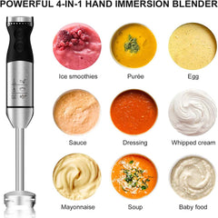 9-Speed Hand Blender – 5-in-1 Stainless Steel Handheld Mixer with Whisk, 700ml Chopper, 500ml Beaker, and Frother – Powerful, Durable & Dishwasher Safe