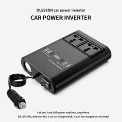 150W Universal Car Inverter – Multi-Port Travel Adapter with Dual USB Ports & AC Outlet, Compact Power Converter for Global Use in Cars, Road Trips & Travel