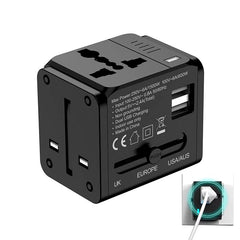 1500W Max Power Socket Plug for Home Appliances | 6-in-1 Universal Travel Adapter with US/EU/UK/AU Plugs, Multi-Device Charging Solution for International Travel
