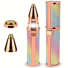 2-in-1 Eyebrow & Facial Hair Remover – USB Rechargeable Precision Trimmer with Cleaning Brush, Multi-Color Design, Portable & Gentle Hair Removal for Women’s Face, Brows & Upper Lip