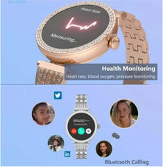 GT10 Diamond Smartwatch | 1.2" AMOLED Display | Heart Rate, Sleep, and Menstrual Tracking | Compatible with Android & iOS | Elegant Smartwatch for Women