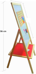 Kids Writing Board | Double-Sided Wooden Easel with Whiteboard & Chalkboard | Portable Height-Adjustable Drawing Stand for Art, Learning & Fun Activities