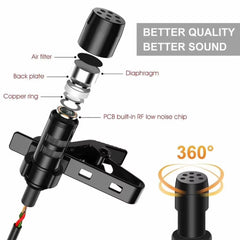 3.5mm Lavalier Microphone for Mobile Phones - Clip-On Lapel Mic for Audio & Video Recording, Stretch-Resistant Cable, Flexible, Eco-Friendly & Professional Sound Quality