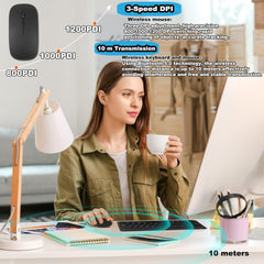 Ultra-Slim Bluetooth Keyboard & Mouse Combo – Rechargeable Wireless Set with Silent Keys, Ergonomic Design, Wide Compatibility for Windows, Android, iOS, iPad, PC & Laptop