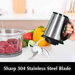 2-in-1 Stainless Steel Electric Meat Grinder & Food Processor – 3.8L Large Capacity, 6 Sharp Blades for Fast Grinding & Chopping – Home & Restaurant Use