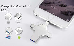 512GB 4-in-1 USB 3.0 Flash Drive | Compatible with iPhone, Android, iPad, Mac, PC, Galaxy S | High-Speed USB A, USB C, Micro USB & iPhone Connector