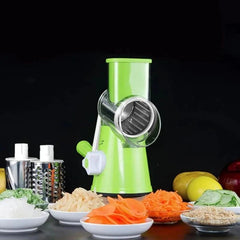 3-in-1 Manual Rotary Vegetable Drum Cutter – Multi-Purpose Slicer, Shredder & Grater for Fruits, Vegetables, Cheese & More | Efficient Hand Crank Kitchen Tool