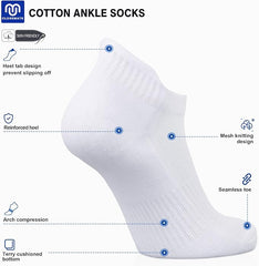 8 Pairs Men’s Breathable Cotton Ankle Socks (White) – Lightweight, Soft & Moisture-Wicking Low Cut Socks for Daily Wear, Running, Gym & All-Season Comfort
