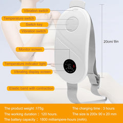 Electric Heating Pad for Cramps | Upgraded Portable Cordless Heating Pad with Adjustable Heat Settings & Soft White Design for Menstrual Relief, Back Pain & Muscle Comfort