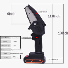 Brushless Cordless Chainsaw – Mini Electric Handheld Chainsaw with Safety Lock, High-Efficiency Motor, Rechargeable Battery for Tree Branch Cutting, Pruning & Garden Woodwork