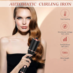 Automatic Hair Curler – 1" Rotating Curling Wand with Fast Heating, Dual Voltage & Anti-Tangle Design – Perfect Curls for Mid-Length to Long Hair (Black)