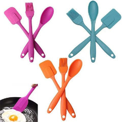 3 Piece Silicone Spatula Spoon & Brush Cooking Utensil Set | Heat Resistant for Baking & Cooking | Non-Scratch, BPA-Free Kitchen Utensils